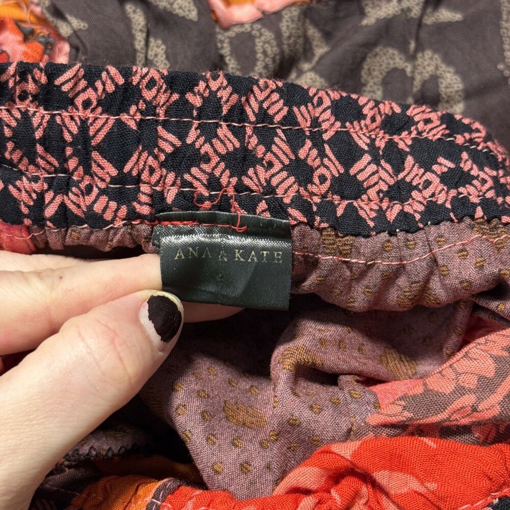 Ana & Kate Maxi Skirt M Orange Pink Patchwork Peasant Festival Hippie Boho Y2K - Picture 6 of 11